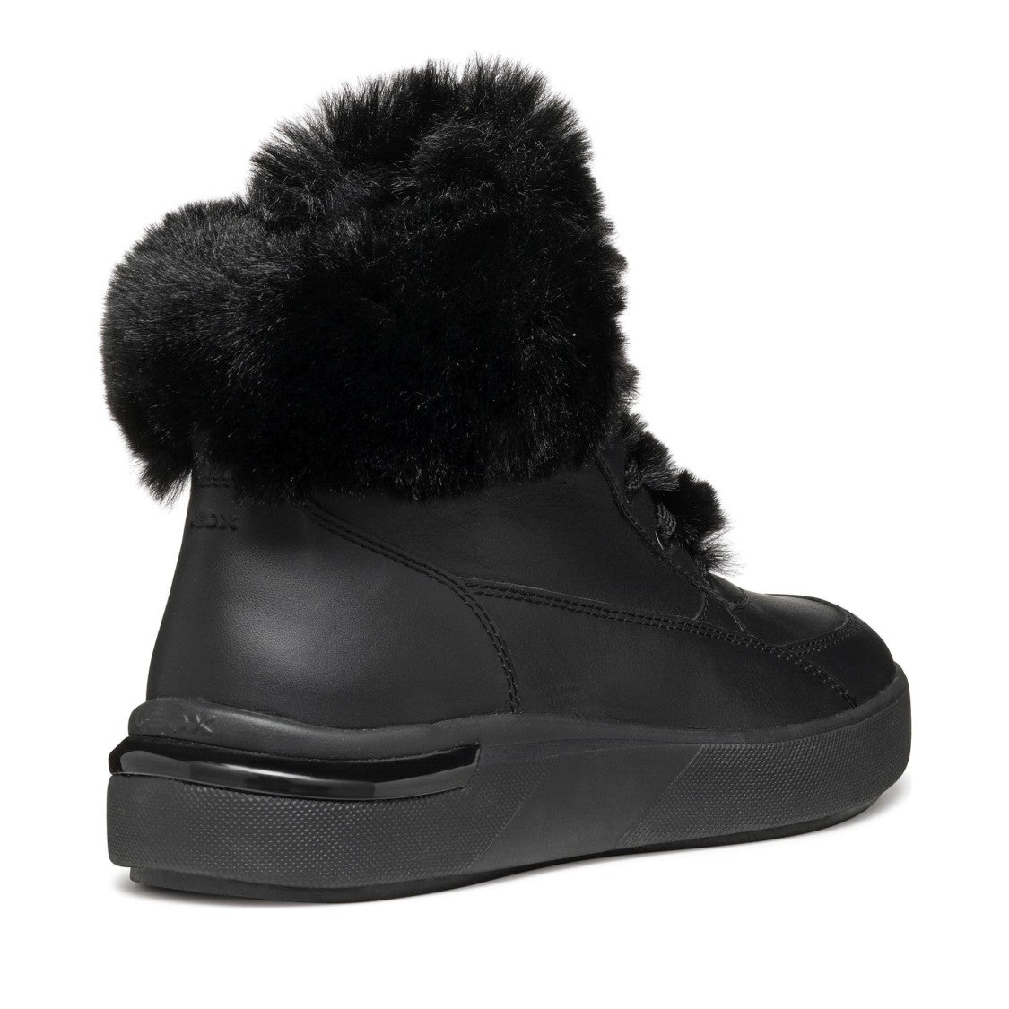 Geox Dalyla Black Plush Fur Collar Leather Boots