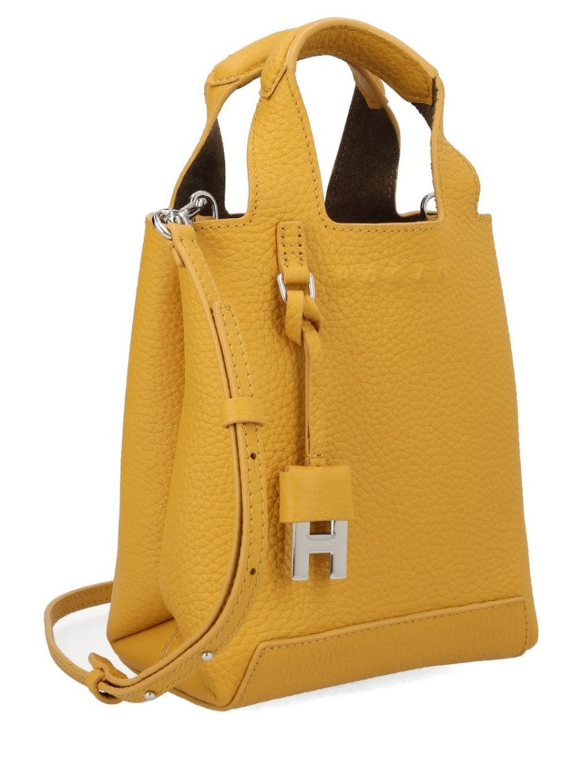 Hogan Neutral Structured Silhouette Letter Charm Handbag