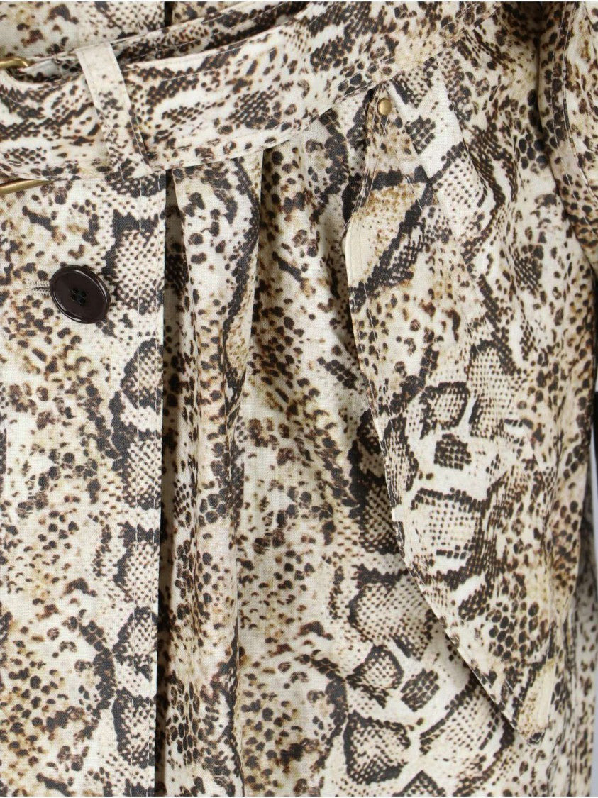 Isabel Marant "Freanne" Python Print Trench Coat – Beige