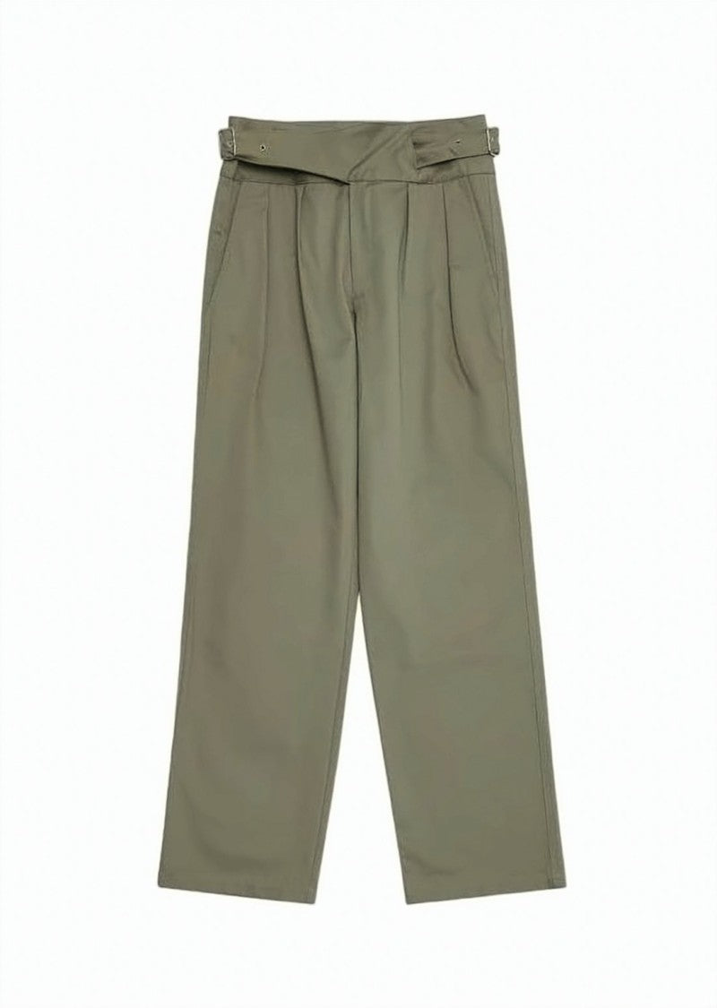 Gimaguas High-Waisted Straight Pants With Overlapping Waistband