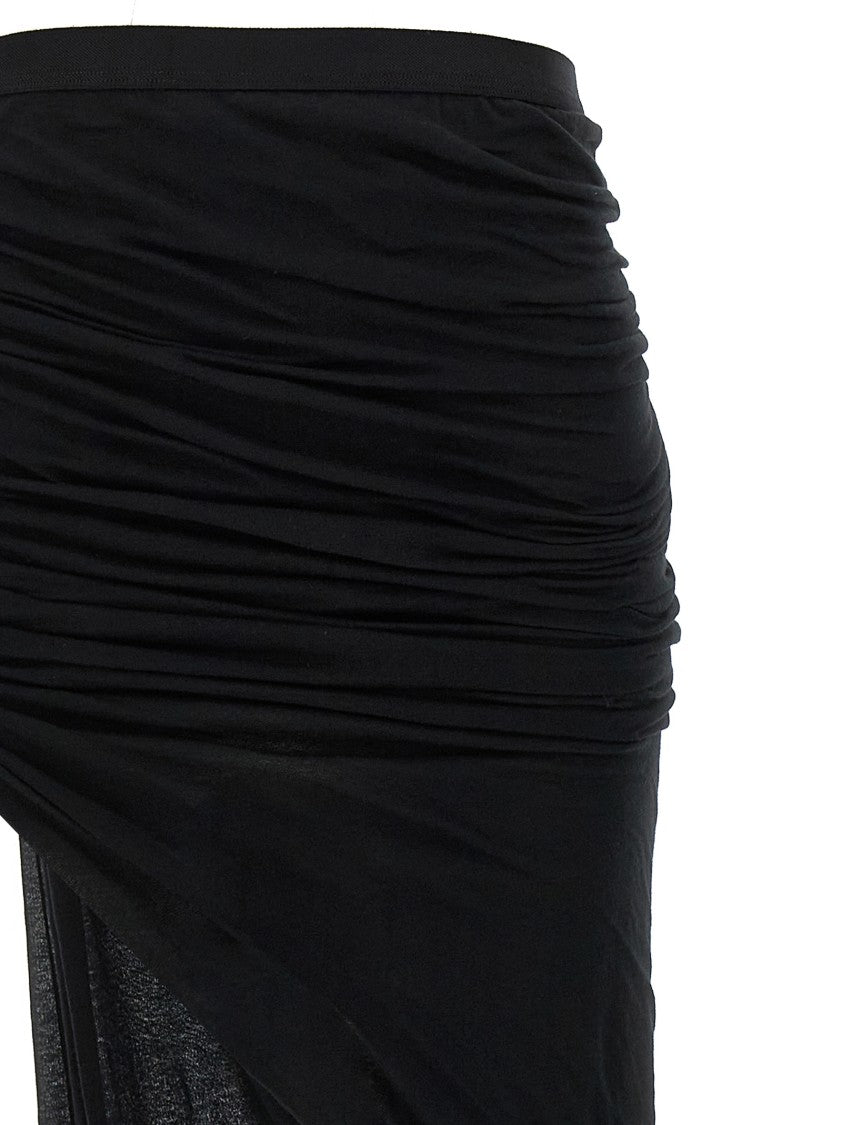 Rick Owens Semi-Transparent Long Skirt With Front Draping