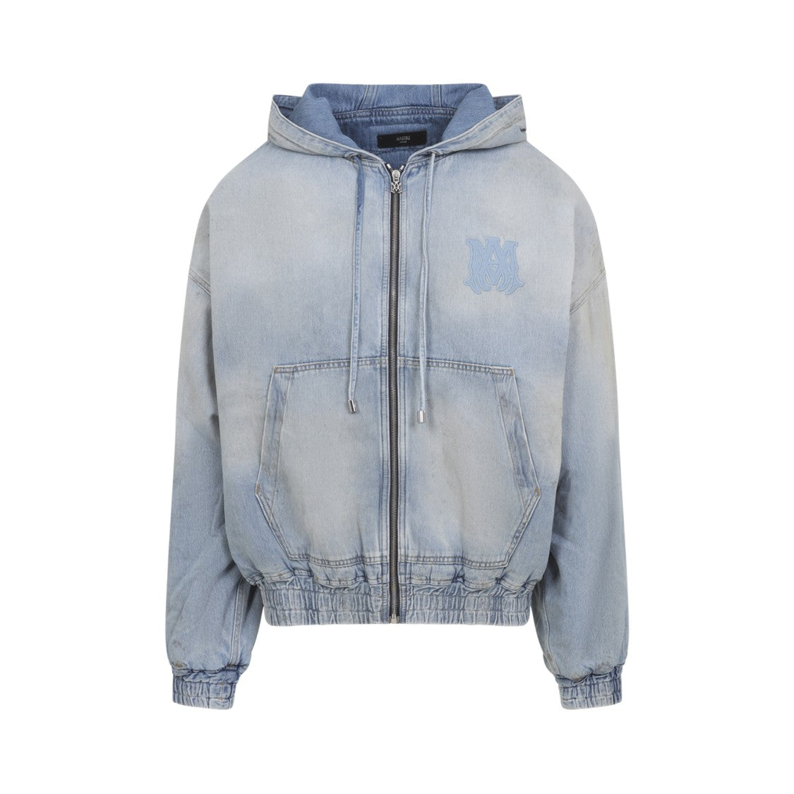 Amiri Light-Wash Denim Jacket With Zip-Up Front And Hood