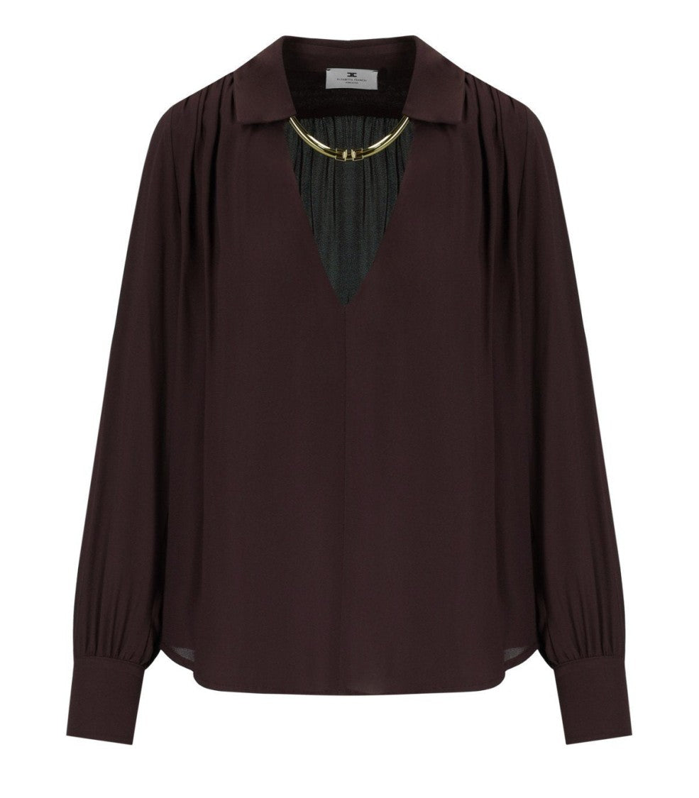 Elisabetta Franchi Merlot Blouse With Jewel