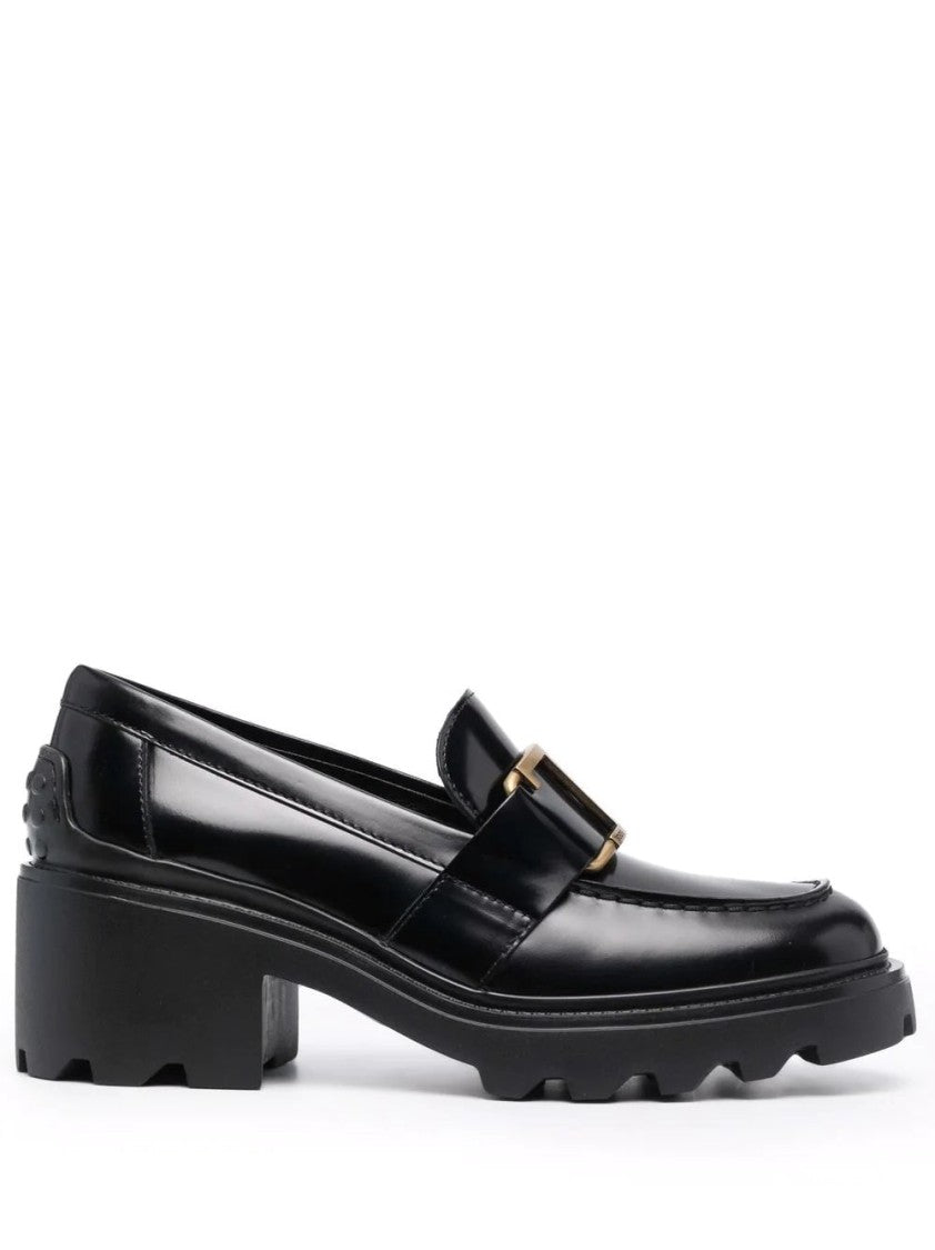 Tod's Black Mid Heel Loafers