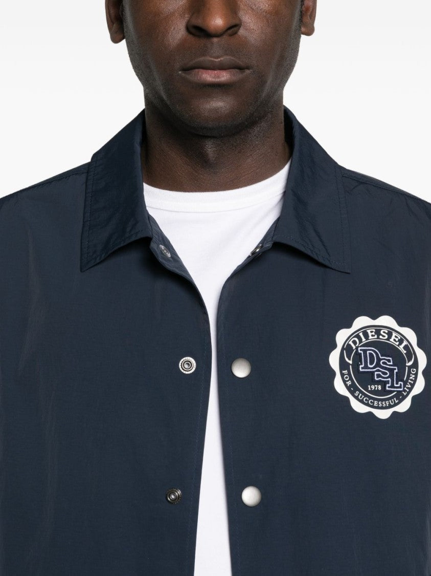 Diesel Blue Button Point Collar Badge Jacket