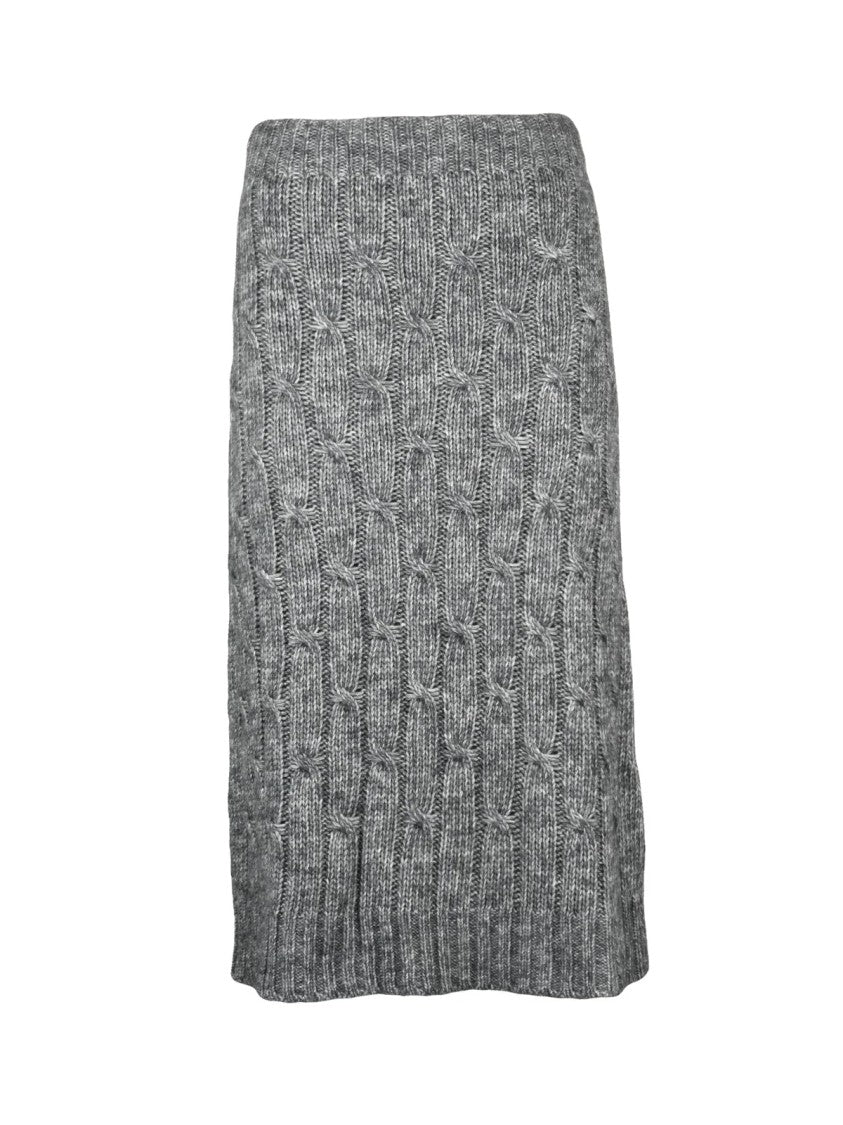 Max Mara Textured Cable Knit Longuette Skirt With Underskirt
