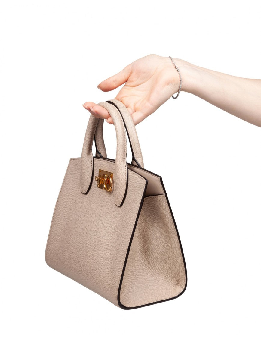 Salvatore Ferragamo Hammered Leather Daino Studio Box Bag