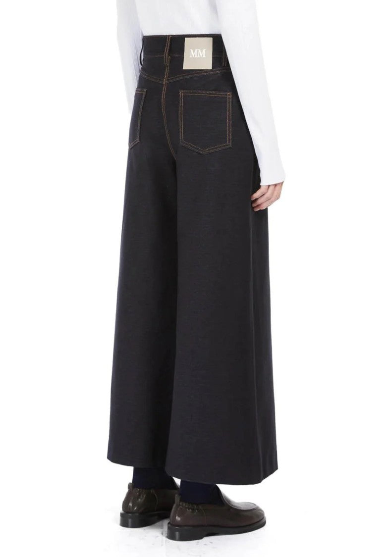 Max Mara Wide-Leg Cropped Black Pants