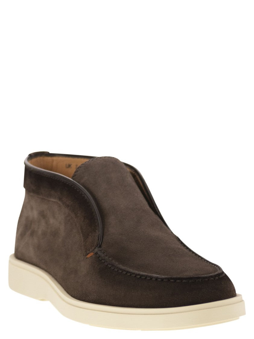 Santoni Brown Suede Desert Boot
