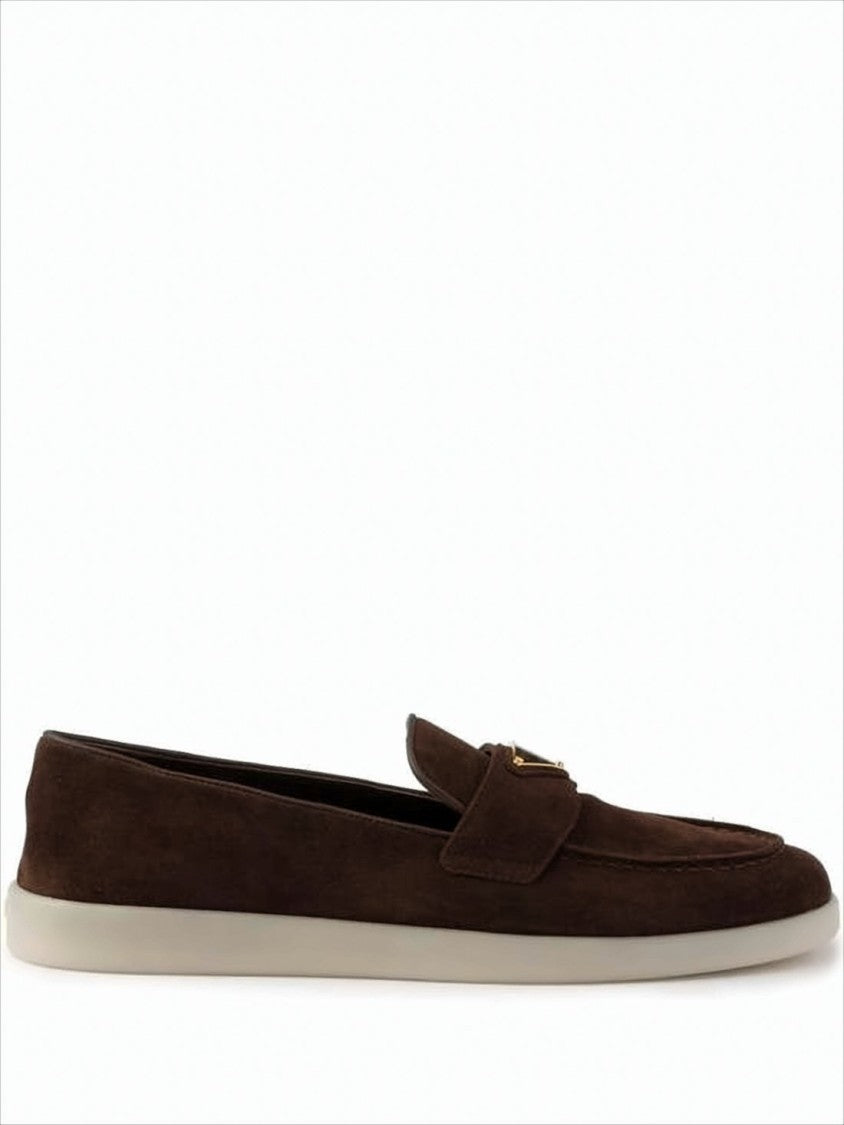 Prada Sleek Brown Suede Calf Leather Loafers