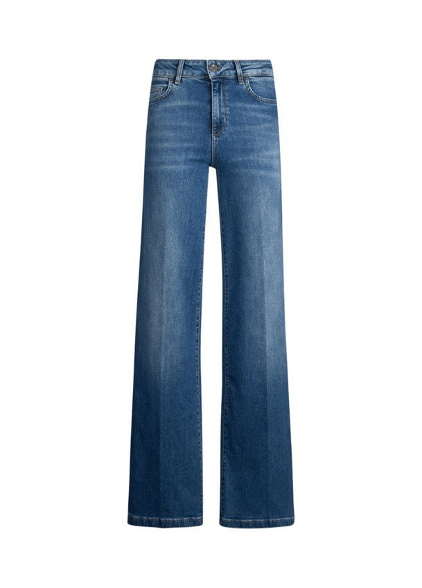 Liu Jo Wide-Leg Denim Trousers With Classic Blue Wash