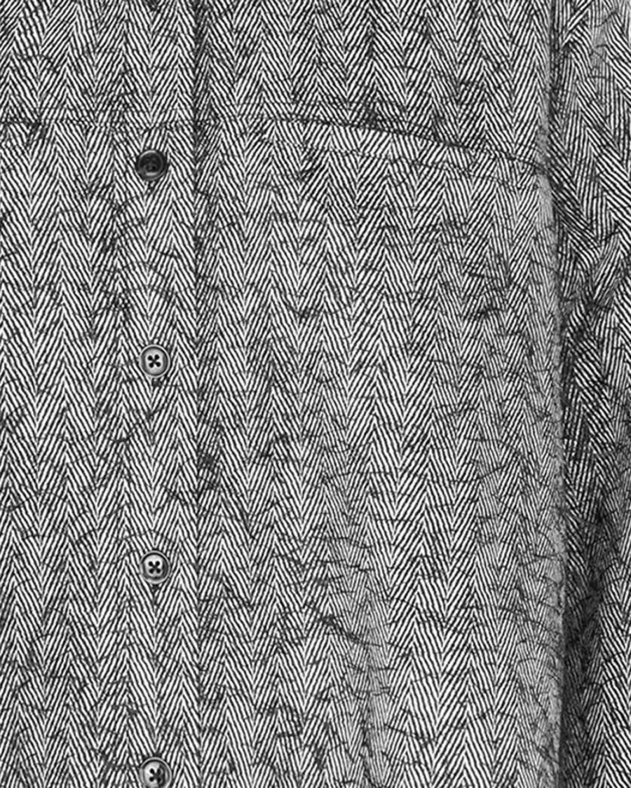 Samsøe Samsøe Loose-Fit Black And White Herringbone Shirt With Textured Design