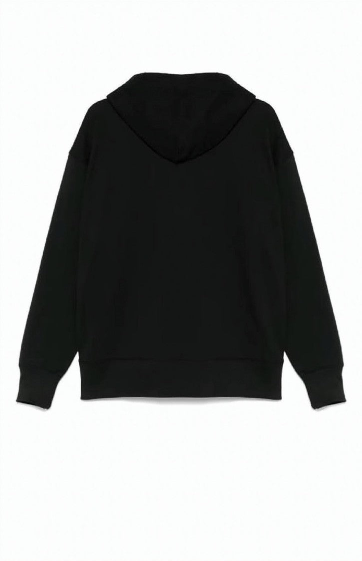 Msgm Relaxed-Fit Black Hoodie With Bold Branding