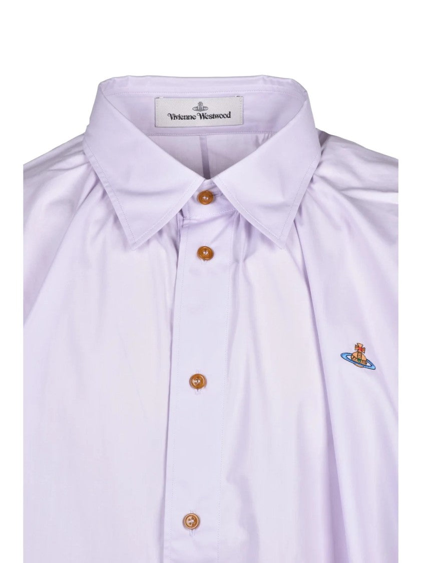 Vivienne Westwood Asymmetric Lavender Shirt With Button Closure And Draped Design