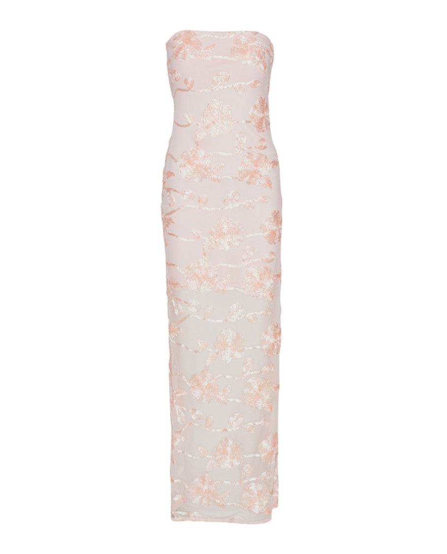 Rotate Intricate Floral Embroidery Tube Dress With Mesh Fabric