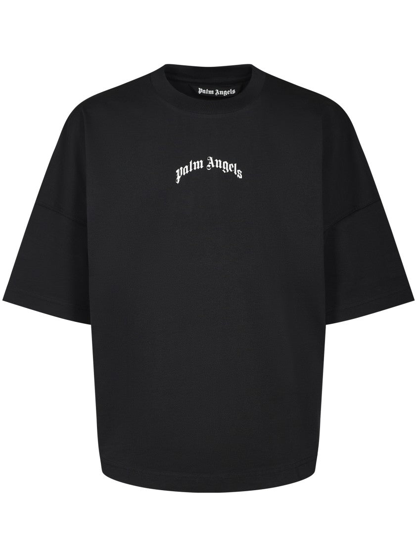 Palm Angels Oversized Crew Neck T-Shirt With Bold Typography And Logo