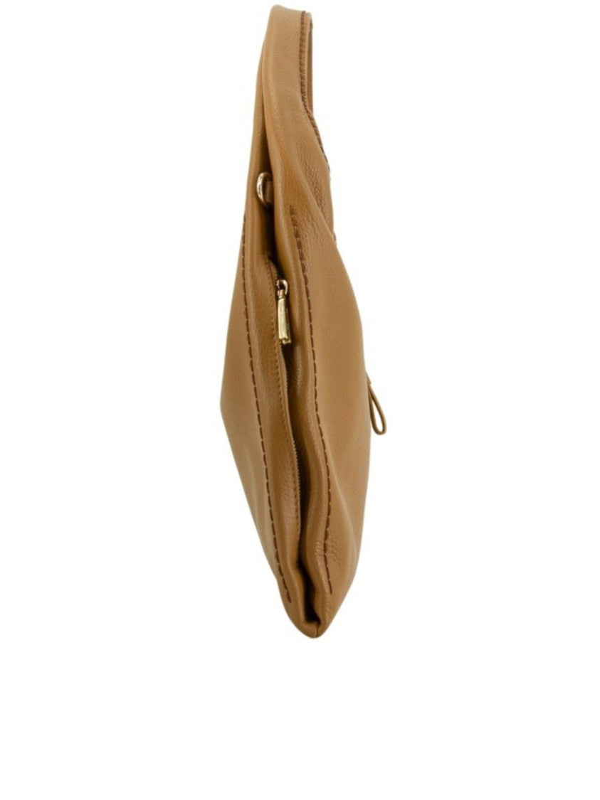 Visona` California Medium Pebbled Leather Shoulder Bag