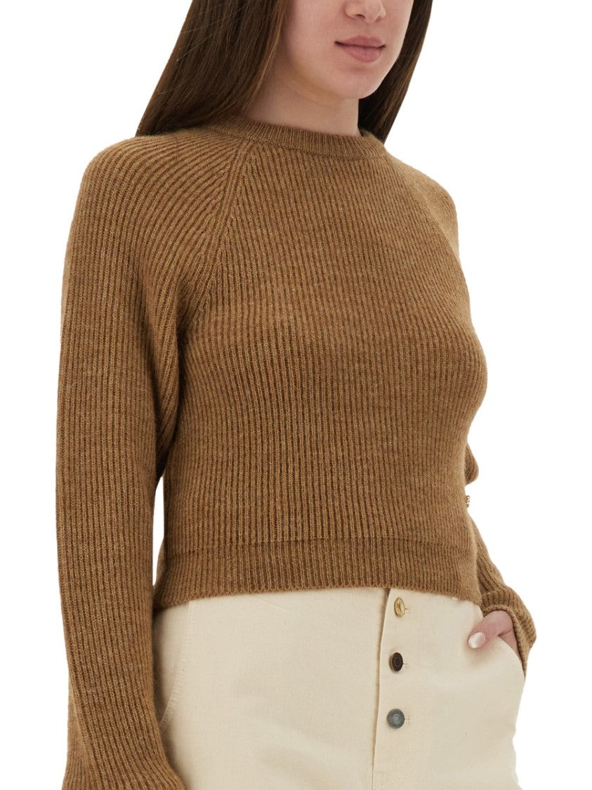 Moschino Ribbed Cropped Sweater With Fitted Silhouette