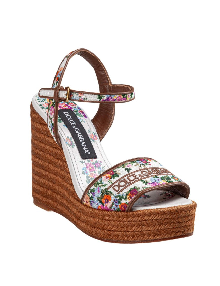 Dolce & Gabbana Fabric And Nappa Wedge Sandal