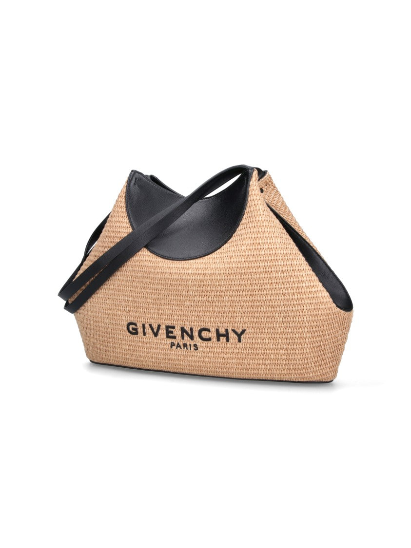 Givenchy Trapezoidal Tote Bag With Woven Beige Fabric