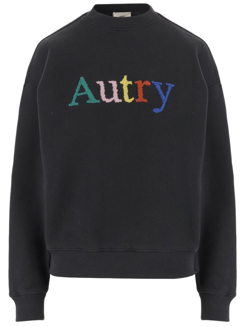 Autry Black Embroidered Cotton Sweatshirt