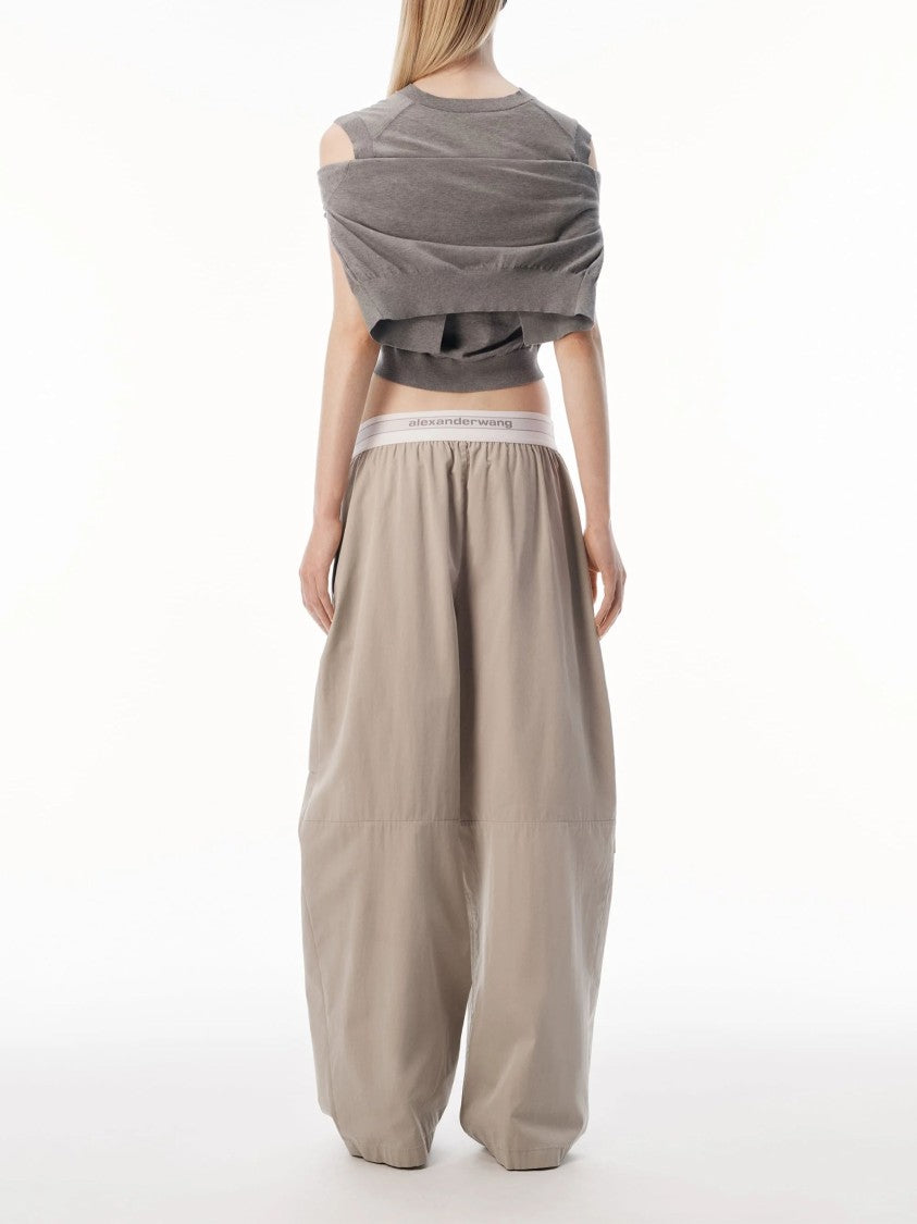Alexander Wang Grey Wide-Leg Pleated Cotton Pants