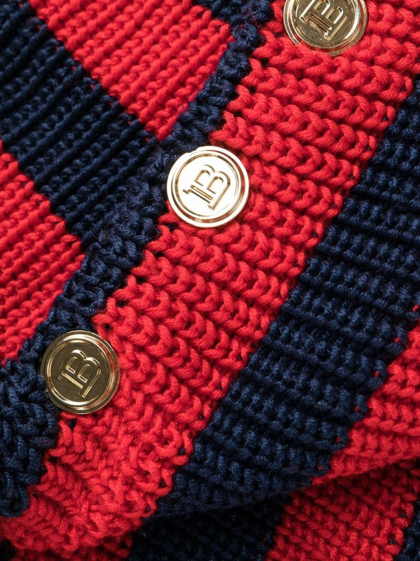 Balmain Mini Dress Featuring Striped Pattern And Gold-Tone Buttons