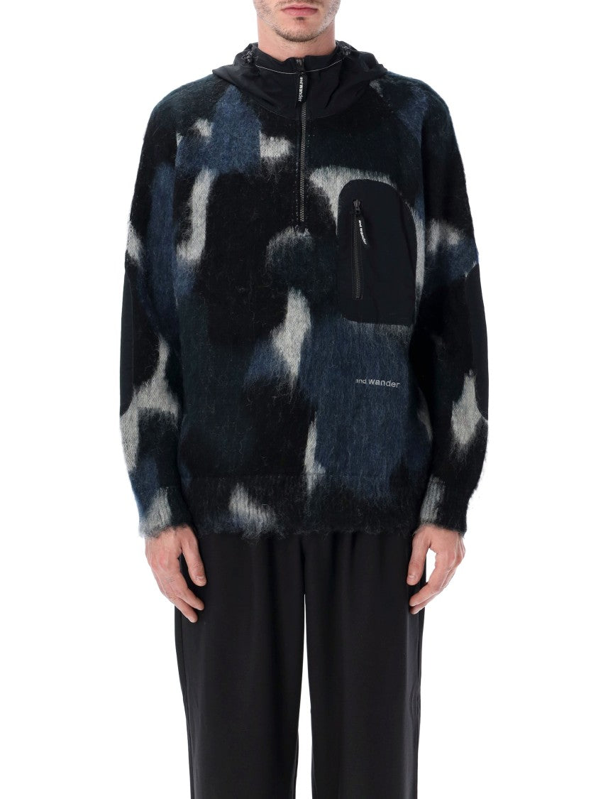 And Wander Colorful Shaggy Knit Hoodie With Relaxed Fit