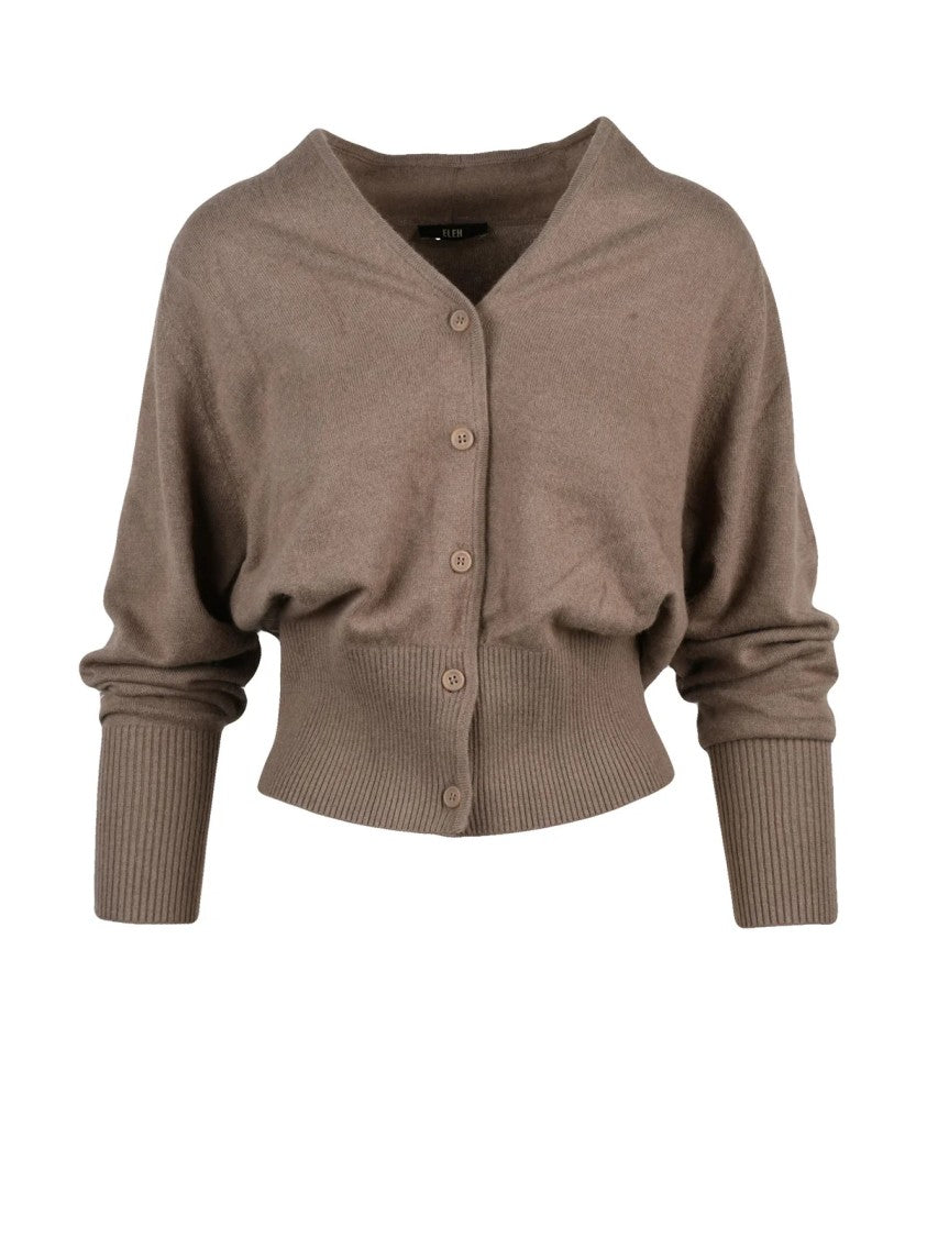 Eleh Biscuit V-Neck Button-Down Cropped Cardigan