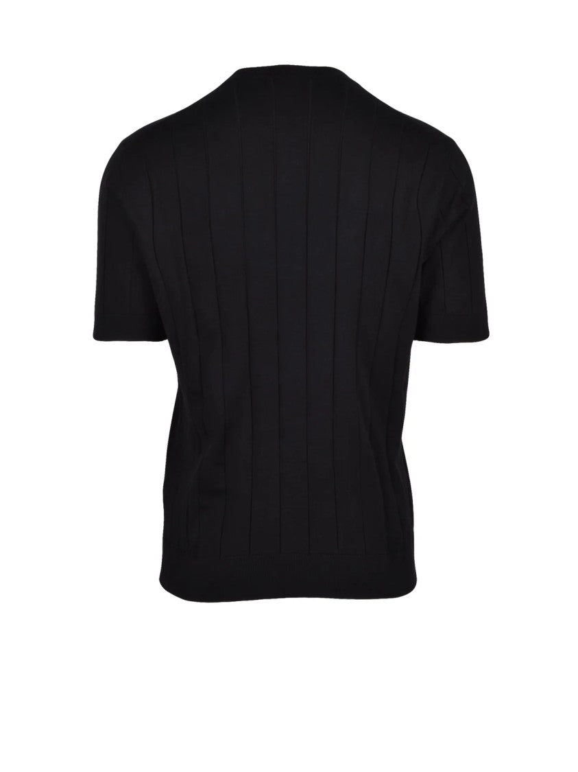 Masq Black Ribbed Crewneck Sweater