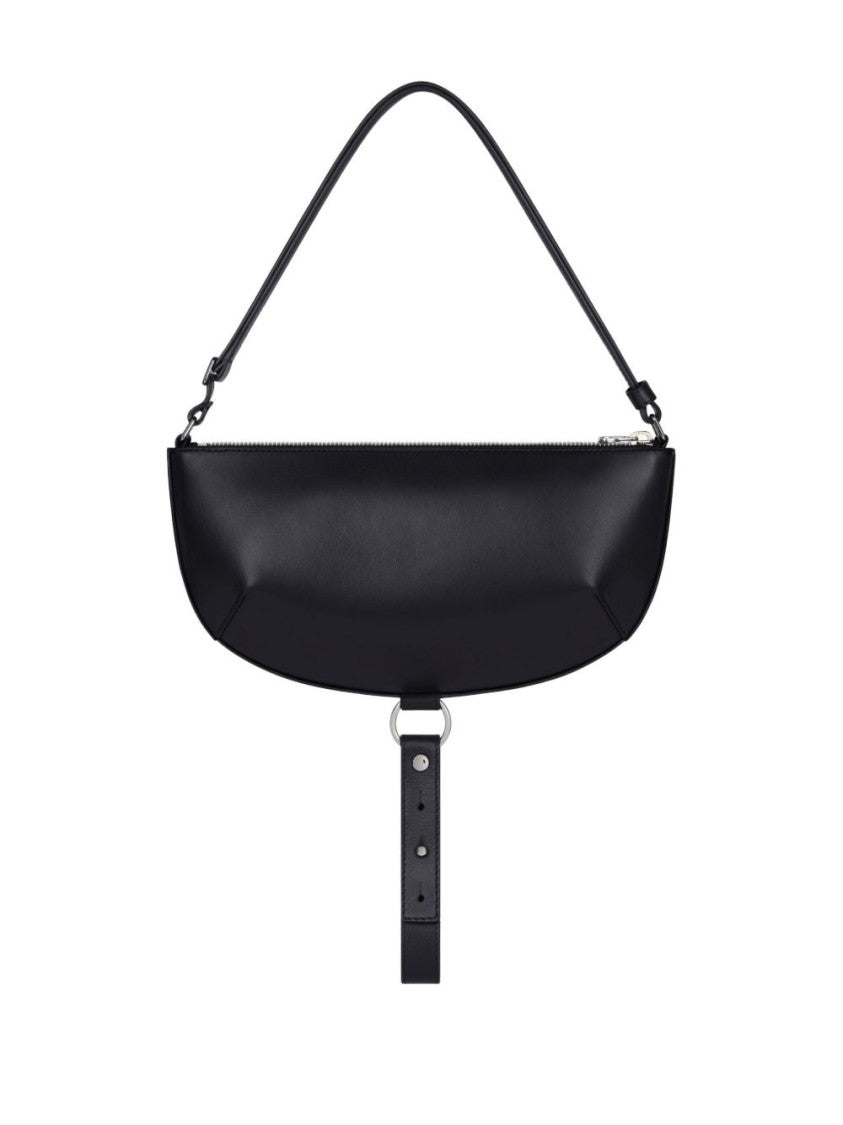 Courrèges Crescent-Shape Nero Vitello Leather Shoulder Bag