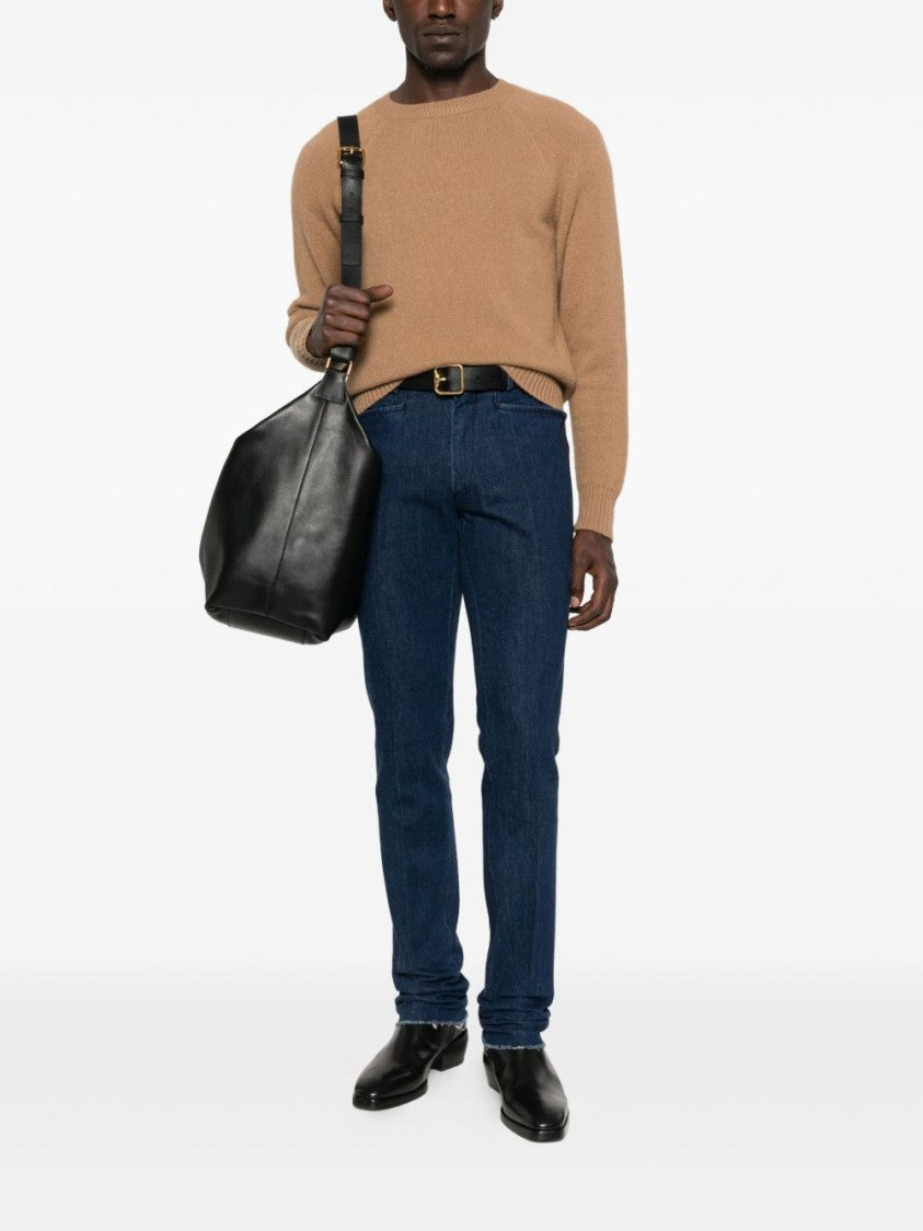 Tom Ford Cashmere Crew Neck Sweater With Ribbed Trims