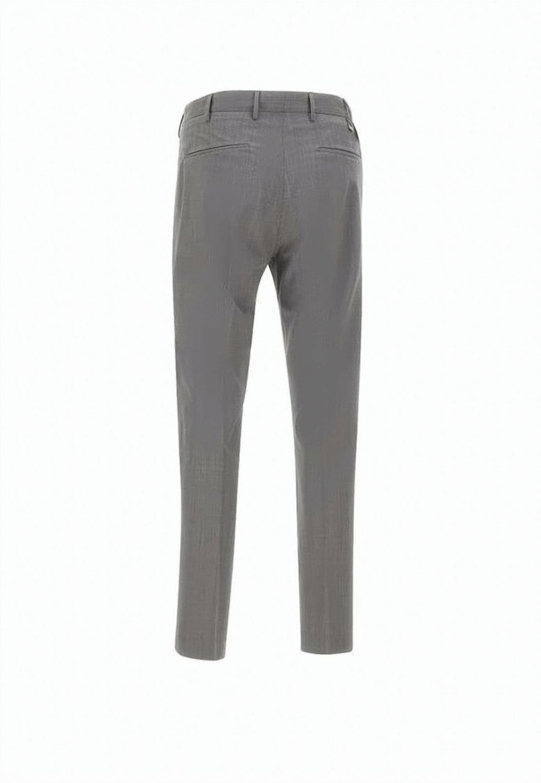 Pt Torino Tailored Slim Fit Grey Suit Pants With Textured Finish