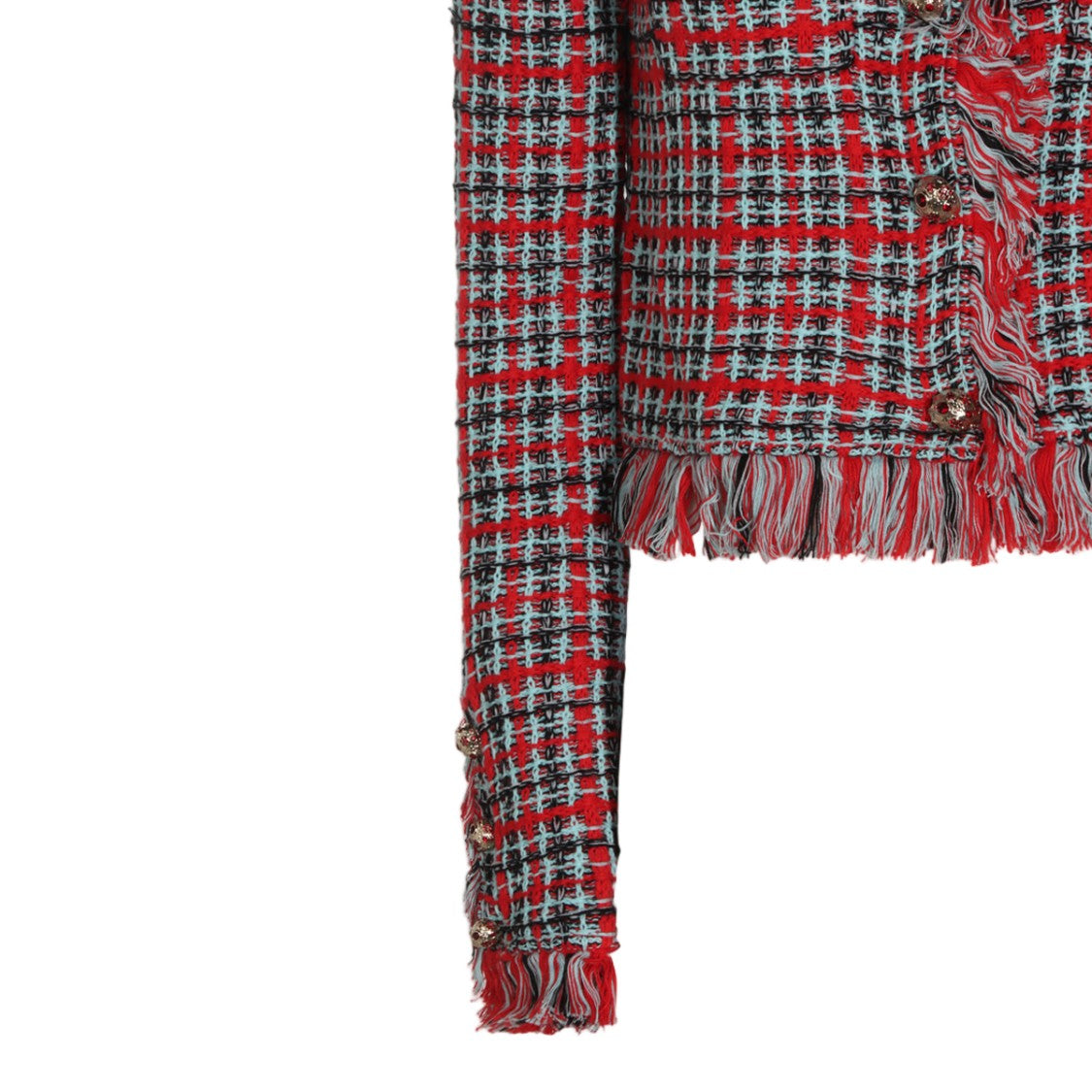 Self-Portrait Cropped Checkered Tweed Jacket