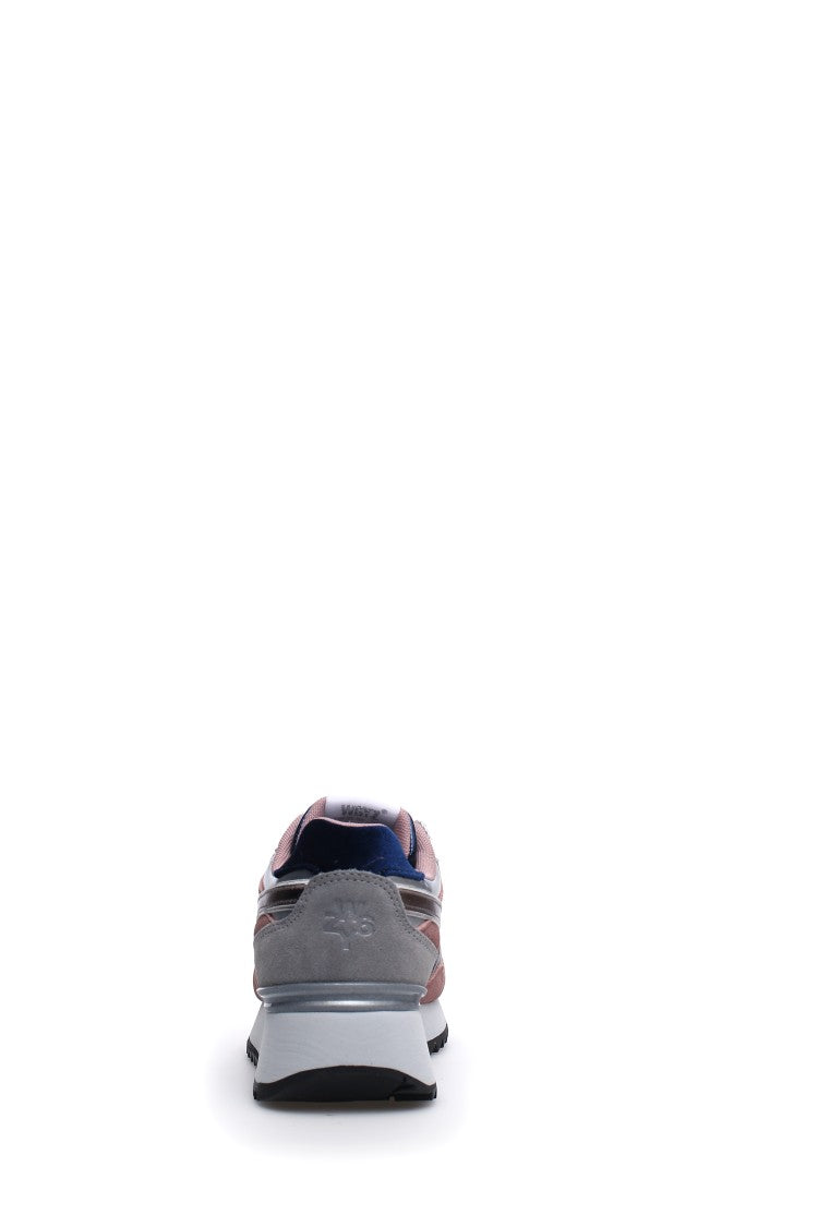 W6yz Navy Blue Technical Fabric Eco-Leather Sneakers