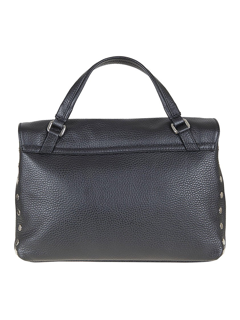 Zanellato Structured Calfskin Handbag With Double Twist Lock And Steel-Colored Studs