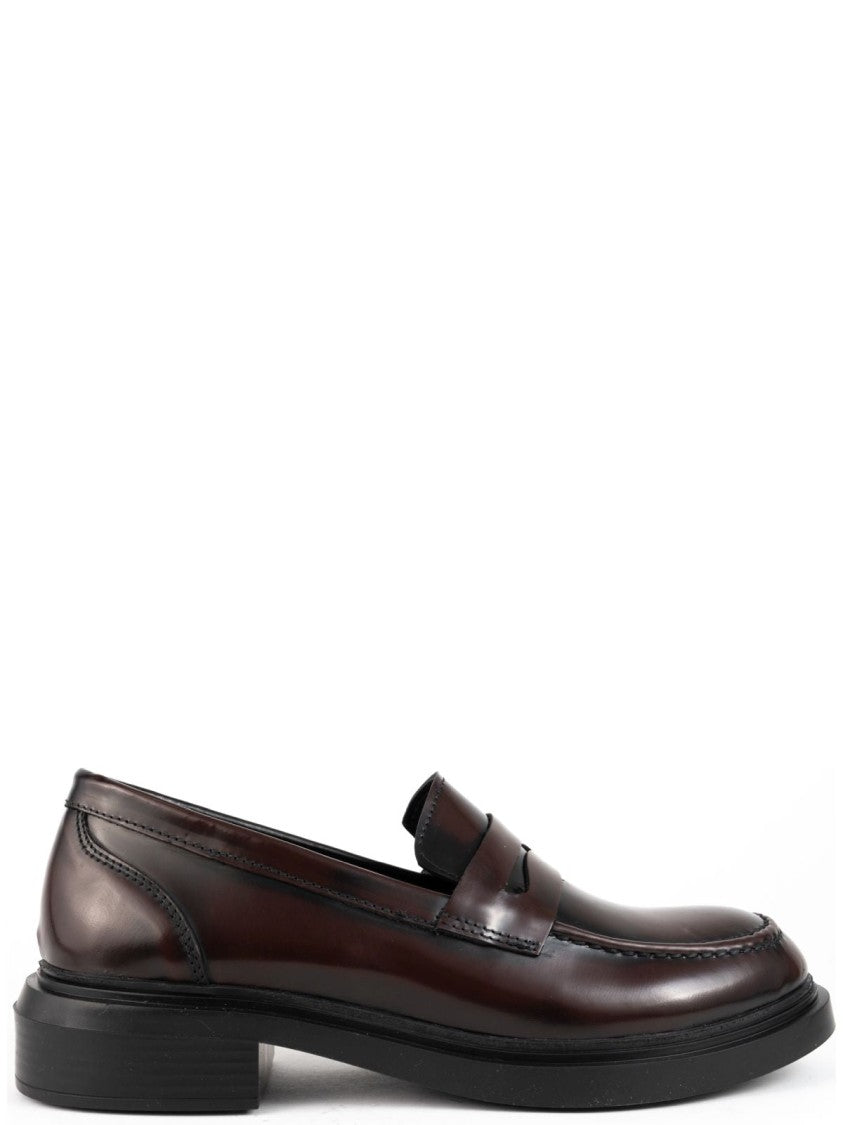 Sergio Moretti Smooth Leather Loafers With Low Block Heel