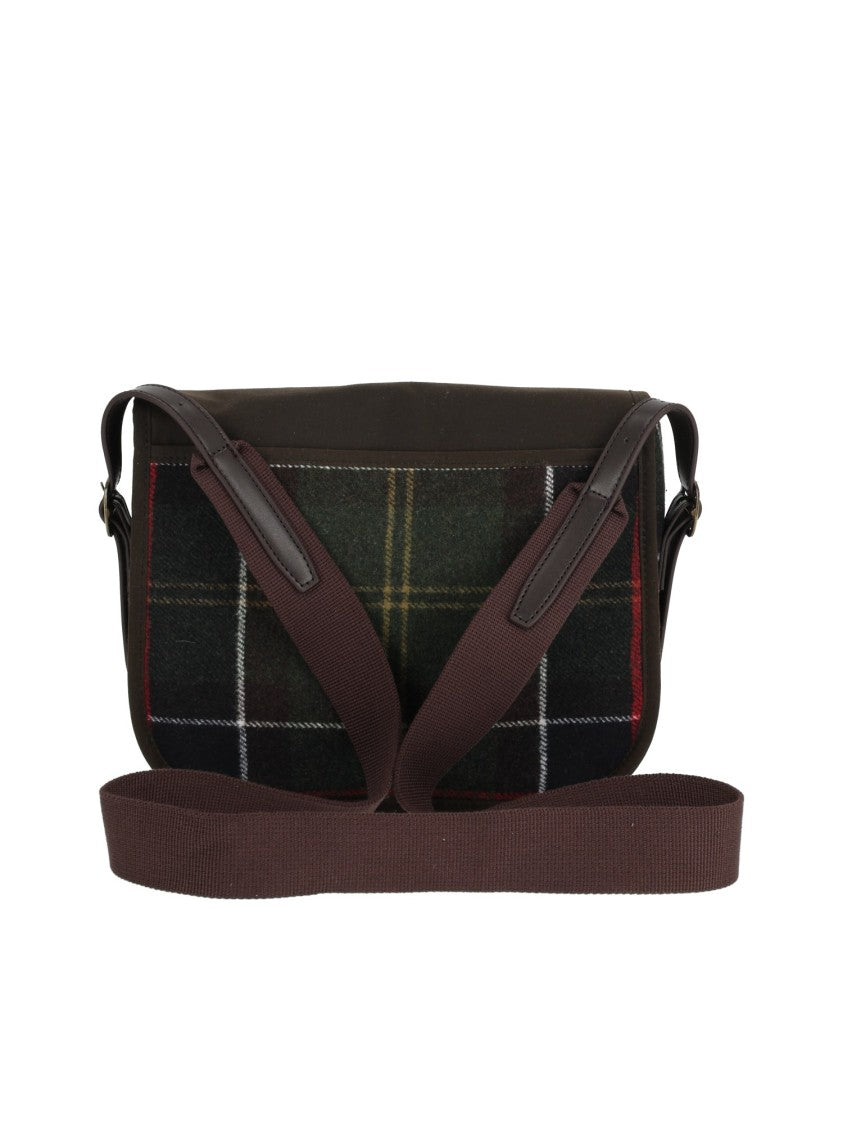 Barbour Tartan Wool Crossbody Bag With Leather Accents And Gold Hardware