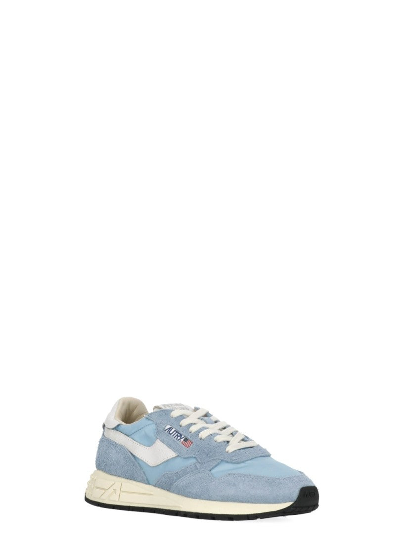Autry Light Blue Reelwind Low Suede-Blend Sneakers