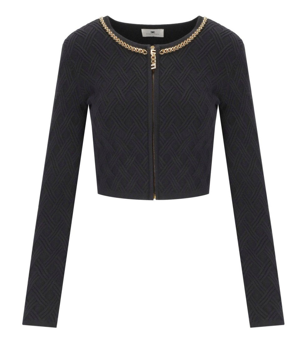 Elisabetta Franchi Crop Black Cardigan