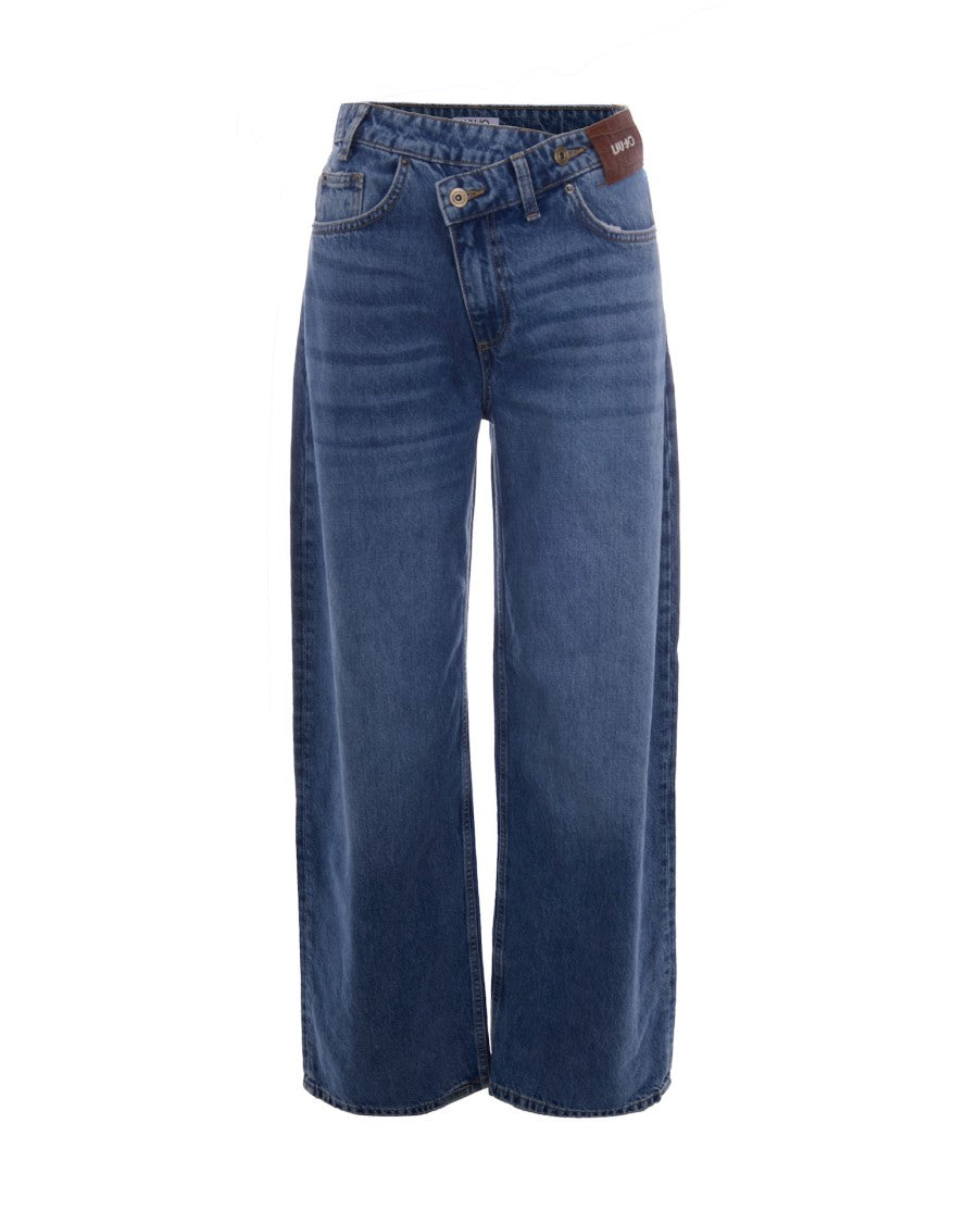 Liu Jo Blue Awry Asymmetric Straight-Leg Jeans