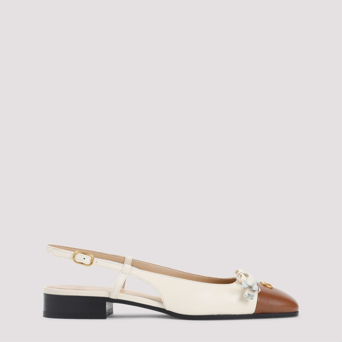 Valentino Garavani Light Beige Leather Ballerinas
