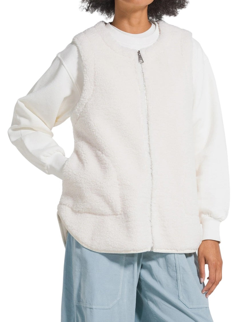 Deha Plush Texture Sleeveless Vest With Zipper Closure
