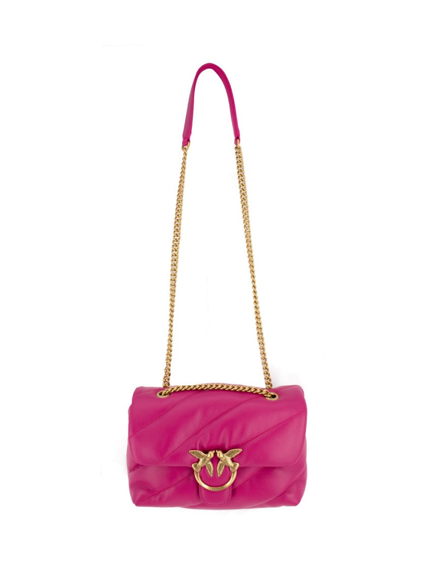 Pinko Pink Nappa Leather Antique Gold Handbag