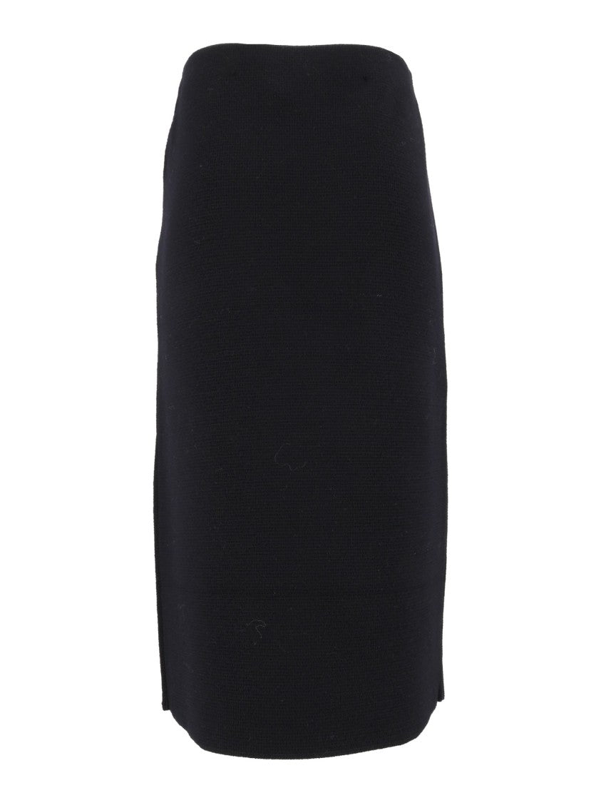 Fabiana Filippi Night Blue Merino Wool Midi Skirt