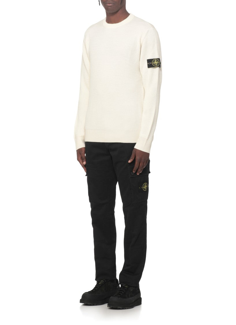 Stone Island Ivory Wool Sweater