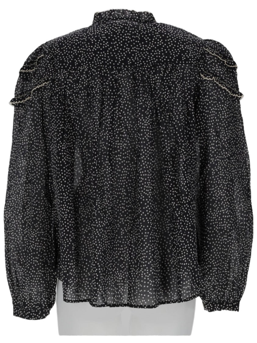 Isabel Marant Étoile Christa Black Cotton Voile Ruffled Blouse