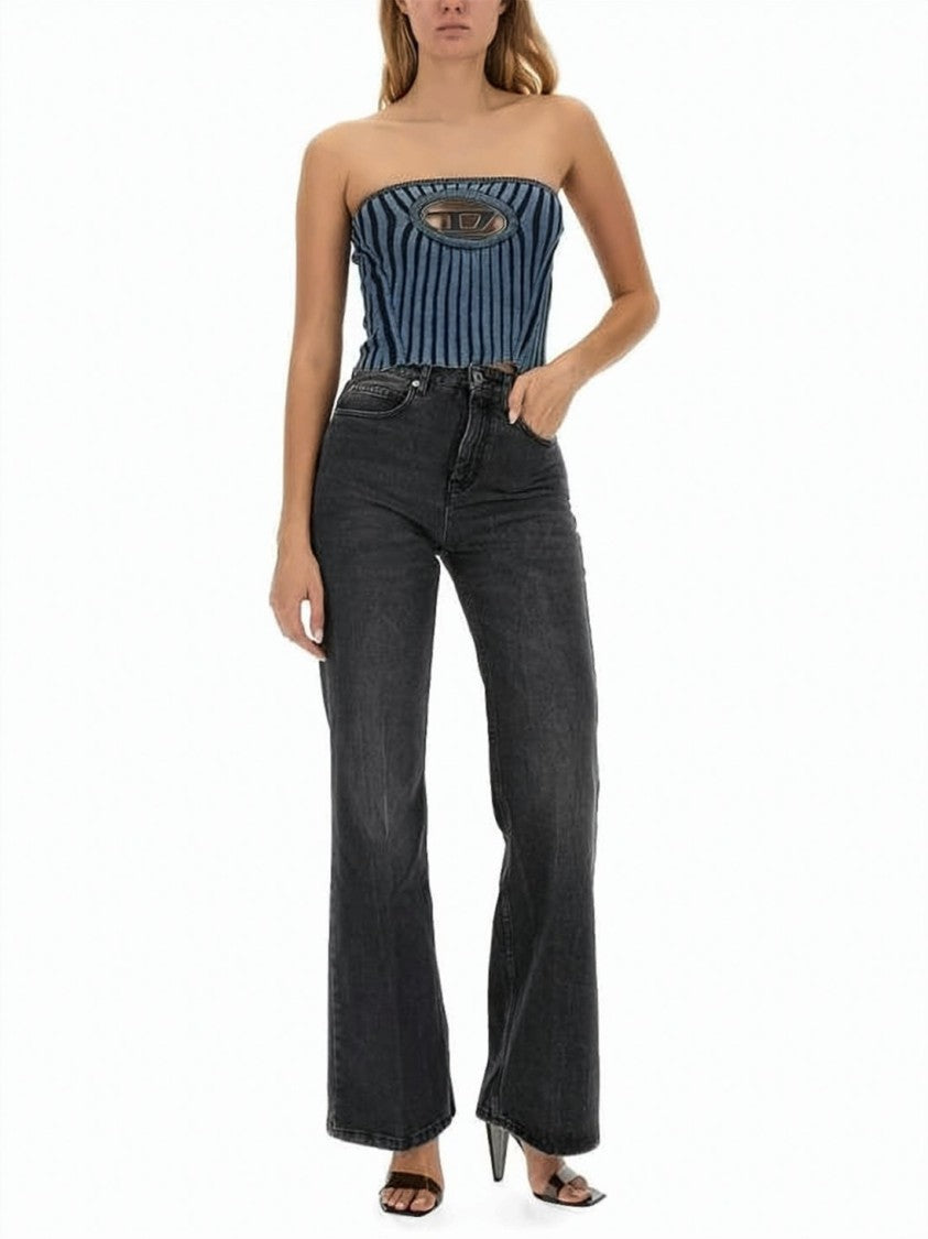 Diesel Ribbed Strapless Tank Top With Distinctive Cutout