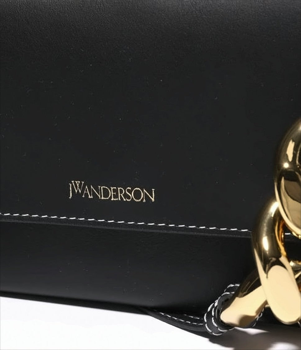J. W. Anderson Rectangular Black Crossbody Bag With Gold Chain Detail