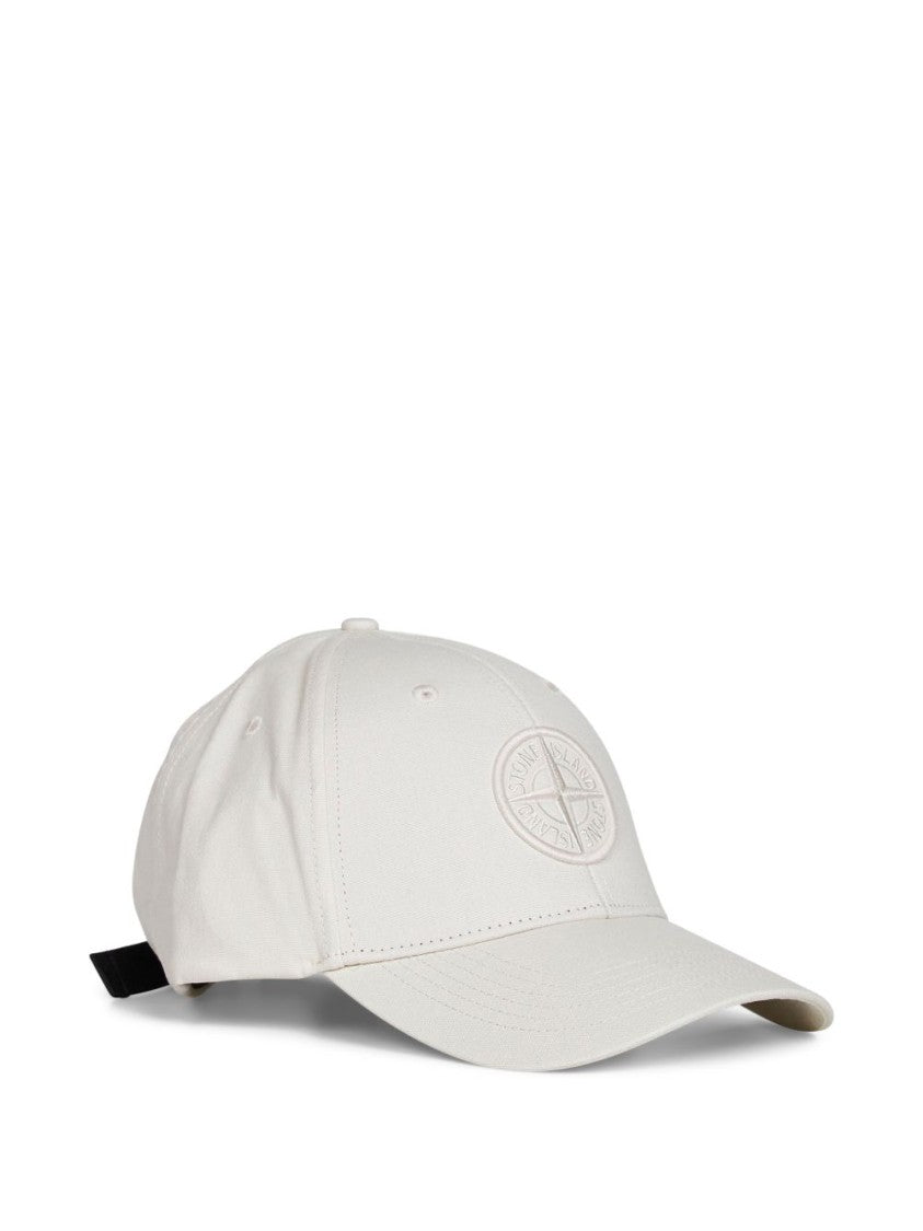 Stone Island Adjustable White Cotton Twill Hat